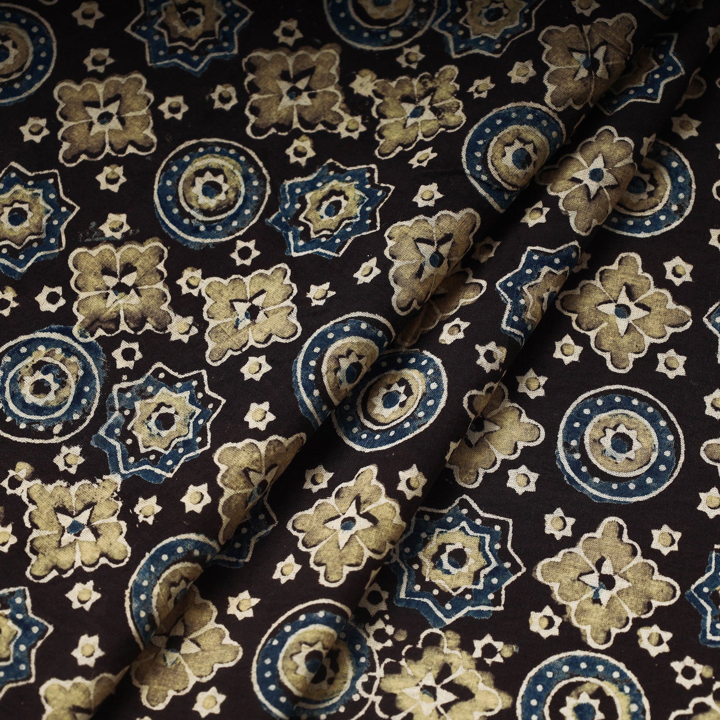 Multicolor Hand Block Print Cotton Ajrakh Fabric