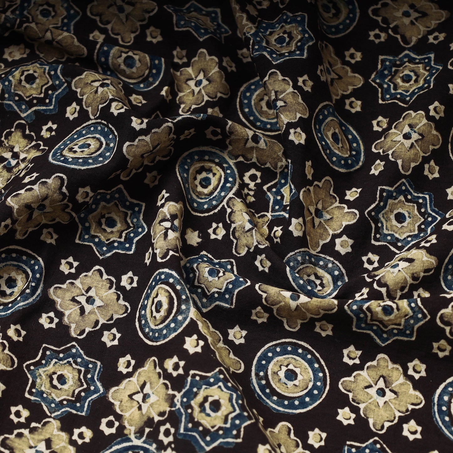 Multicolor Hand Block Print Cotton Ajrakh Fabric