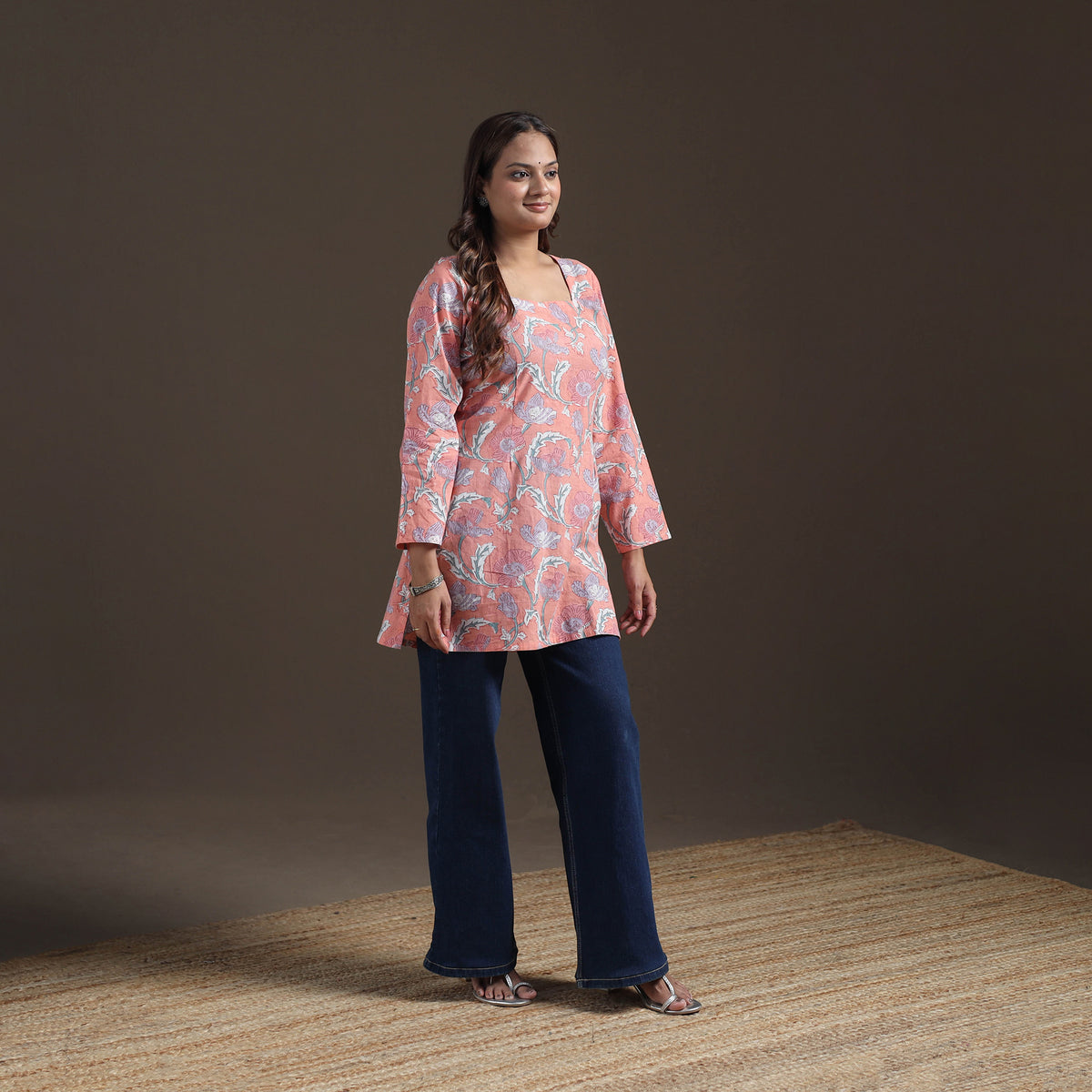 Sanganeri Floral Print Cotton Short Kurta for Women 11