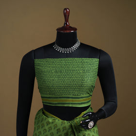 Green - Gamthi Hand Block Print Pure Mul Cotton Saree with Blouse Piece 50