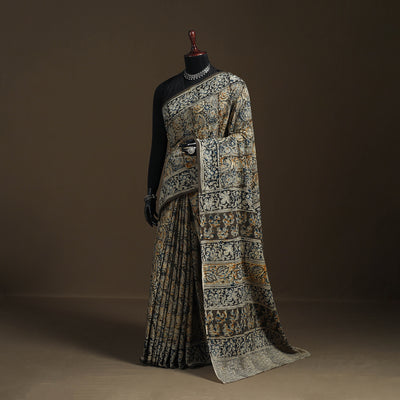 Pedana Hand Block Print Natural Dyed Cotton Kalamkari Saree 14
