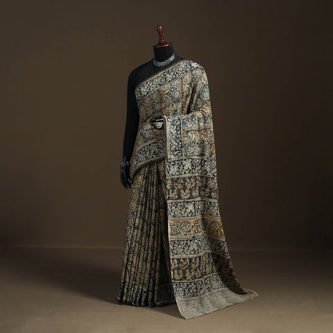 Pedana Hand Block Print Natural Dyed Cotton Kalamkari Saree 14