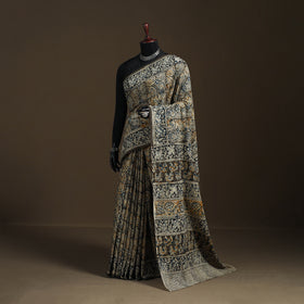 Pedana Hand Block Print Natural Dyed Cotton Kalamkari Saree 14