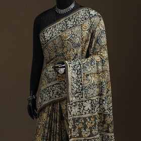 Pedana Hand Block Print Natural Dyed Cotton Kalamkari Saree 14