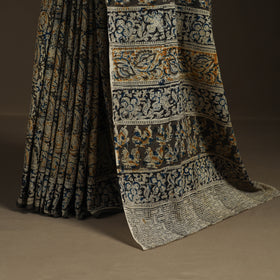 Pedana Hand Block Print Natural Dyed Cotton Kalamkari Saree 14