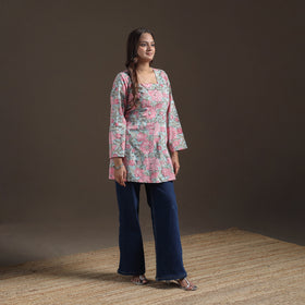 Sanganeri Floral Print Cotton Short Kurta for Women 14
