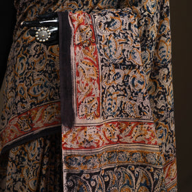 Pedana Hand Block Print Natural Dyed Cotton Kalamkari Saree 15
