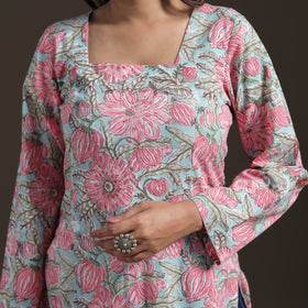 Sanganeri Floral Print Cotton Short Kurta for Women 14