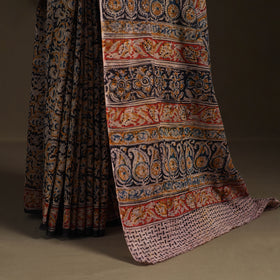 Pedana Hand Block Print Natural Dyed Cotton Kalamkari Saree 15
