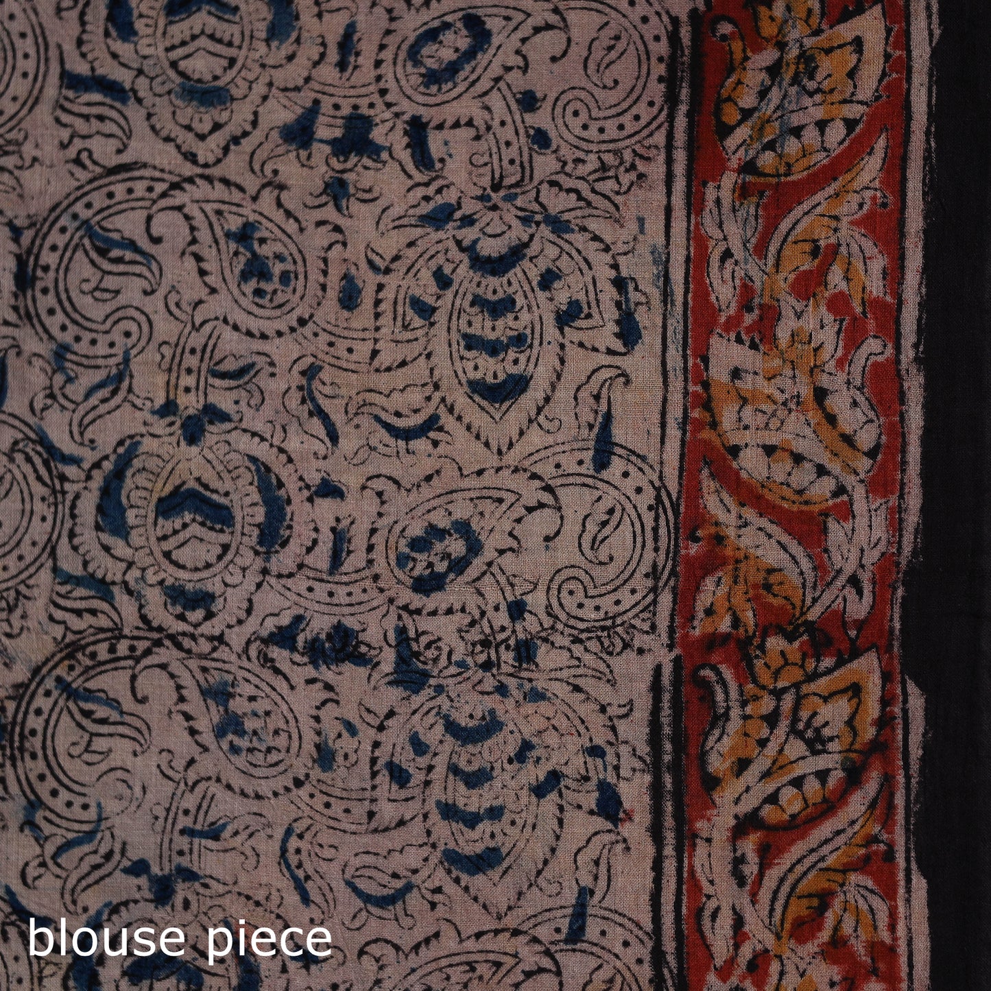 Pedana Hand Block Print Natural Dyed Cotton Kalamkari Saree 15