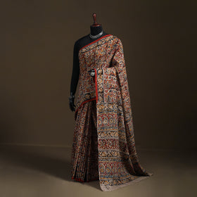 Pedana Hand Block Print Natural Dyed Cotton Kalamkari Saree 16