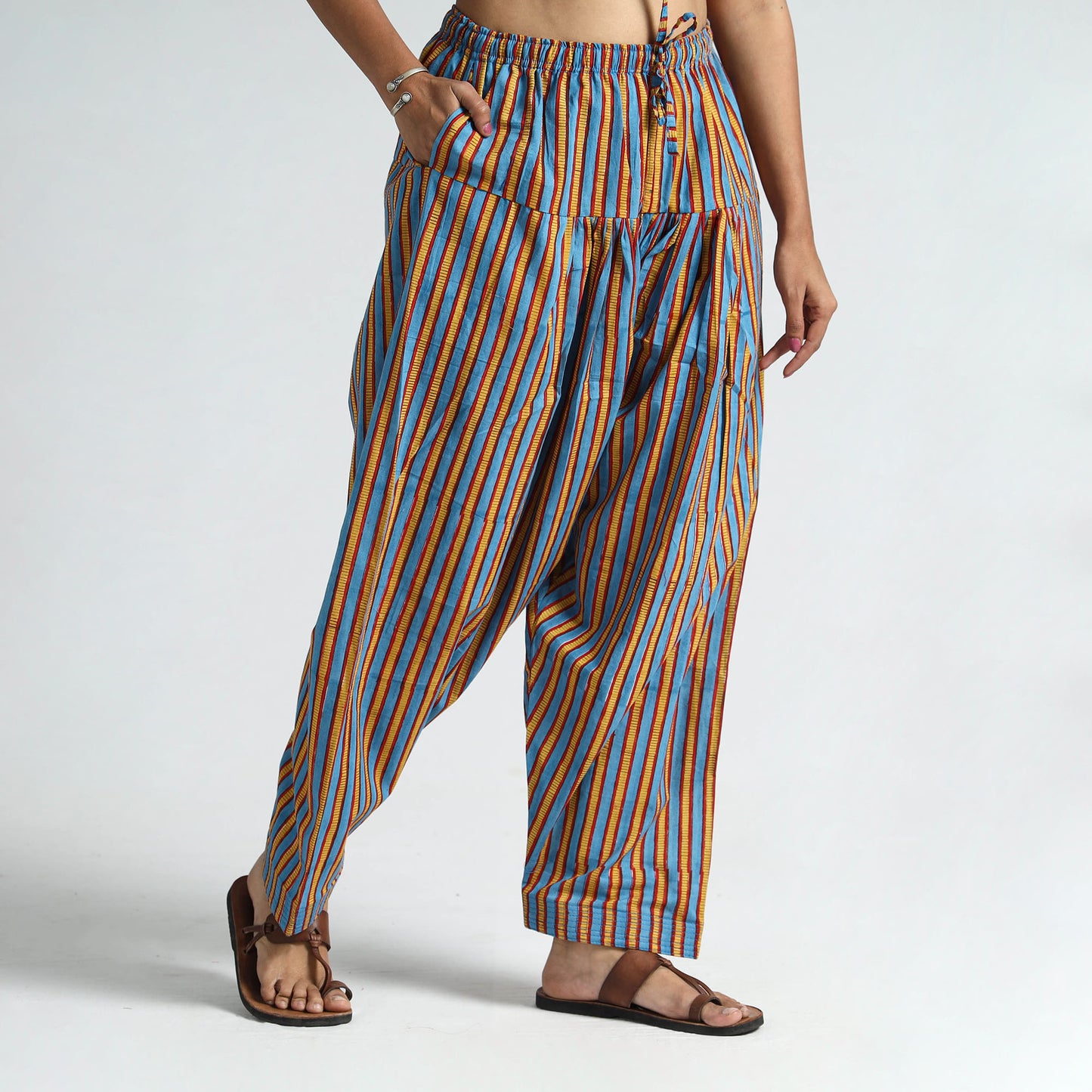 Multicolor - Sanganeri Block Printed Cotton Elasticated Salwar 02