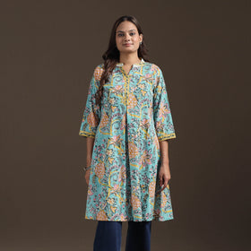 Sanganeri Floral Print Cotton A-Line Kurta for Women 03