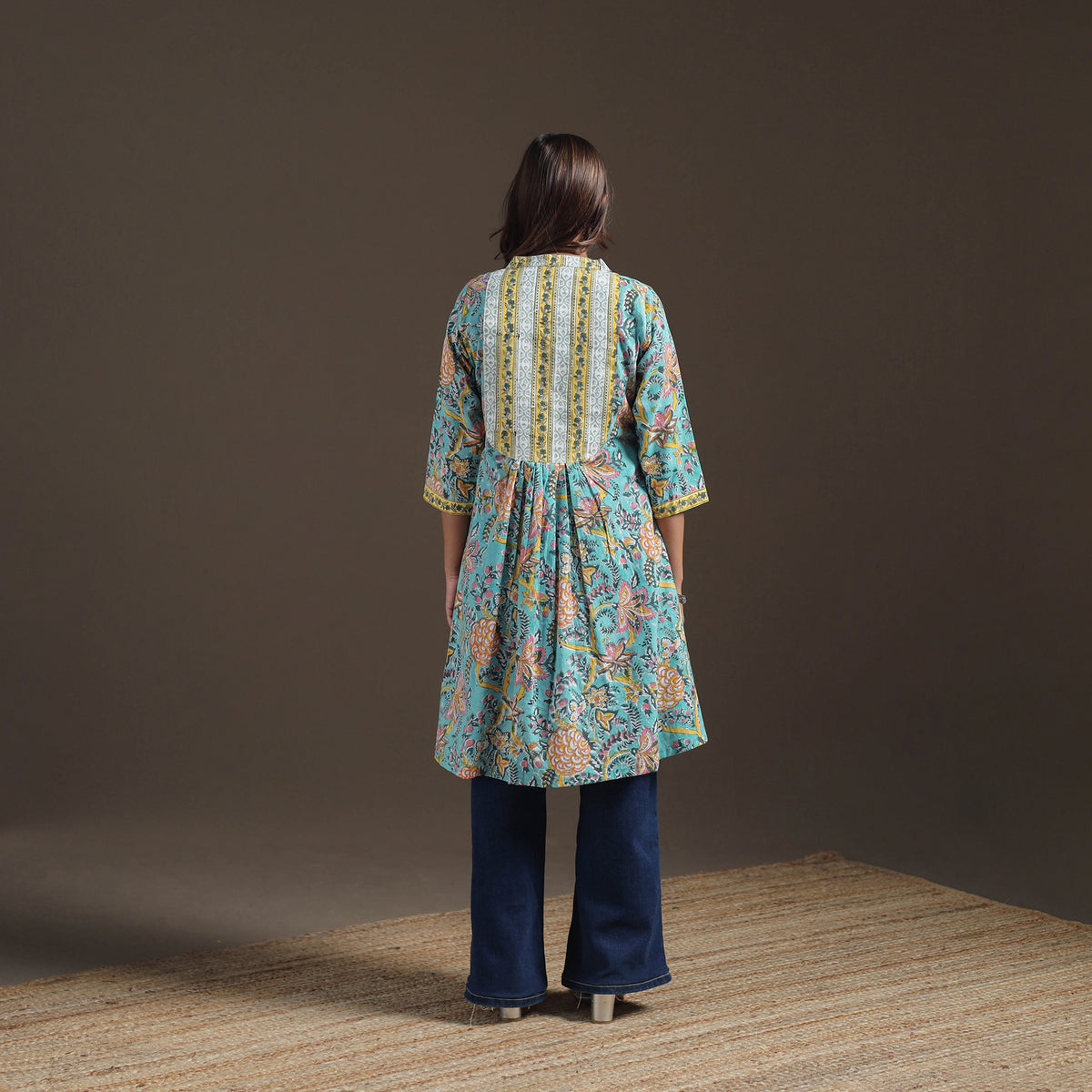 Sanganeri Floral Print Cotton A-Line Kurta for Women 03