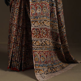 Pedana Hand Block Print Natural Dyed Cotton Kalamkari Saree 16