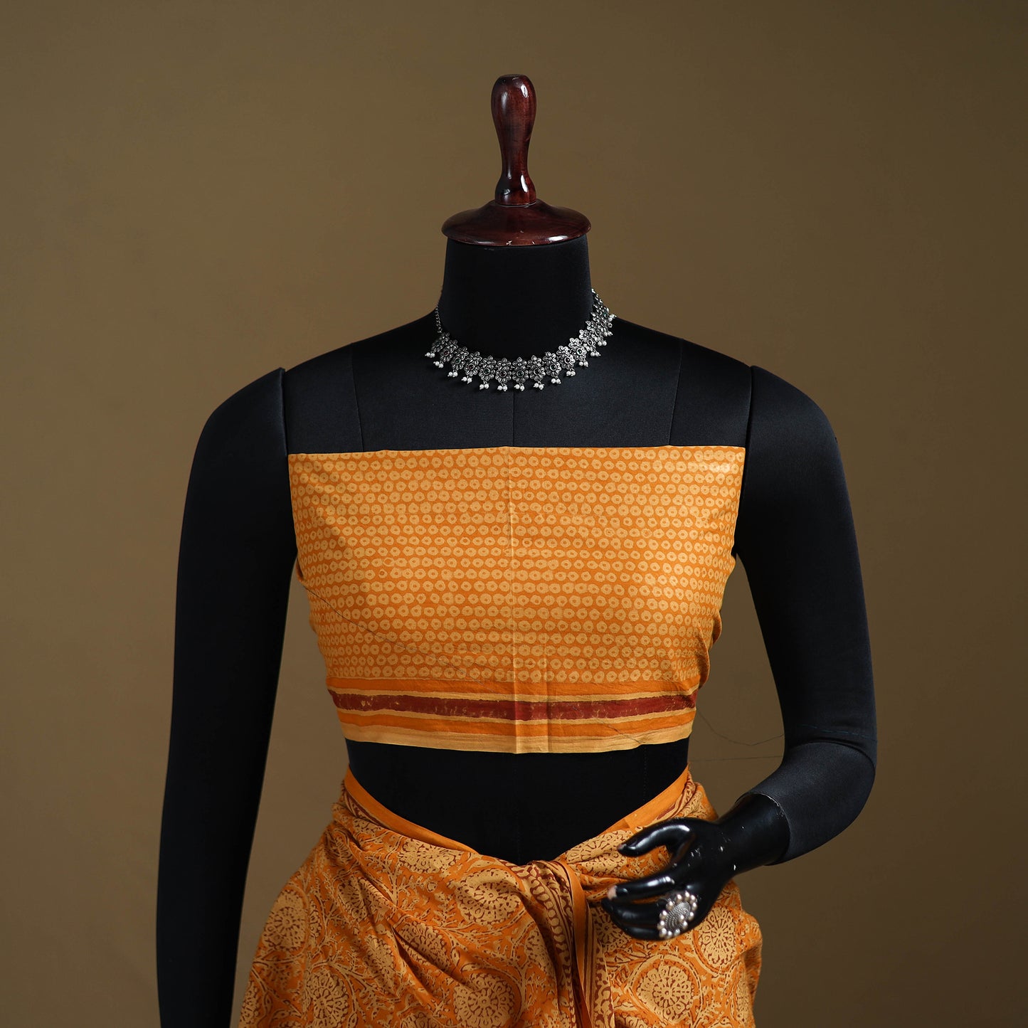Yellow - Gamthi Hand Block Print Pure Mul Cotton Saree with Blouse Piece 53