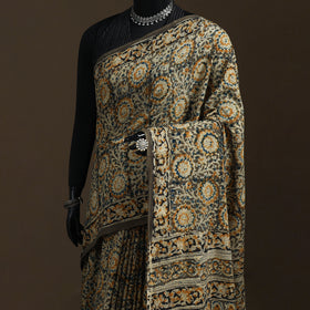 Pedana Hand Block Print Natural Dyed Cotton Kalamkari Saree 17