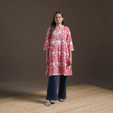 Sanganeri Floral Print Cotton A-Line Kurta for Women 04