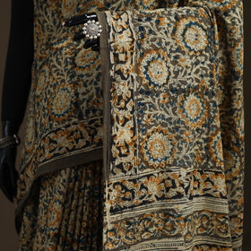 Pedana Hand Block Print Natural Dyed Cotton Kalamkari Saree 17