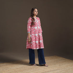Sanganeri Floral Print Cotton A-Line Kurta for Women 04