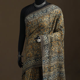 Pedana Hand Block Print Natural Dyed Cotton Kalamkari Saree 18