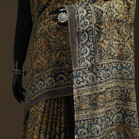 Pedana Hand Block Print Natural Dyed Cotton Kalamkari Saree 18