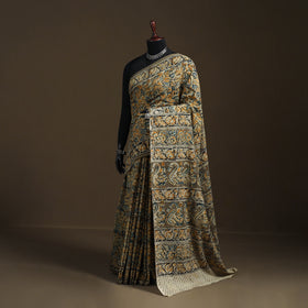 Pedana Hand Block Print Natural Dyed Cotton Kalamkari Saree 19