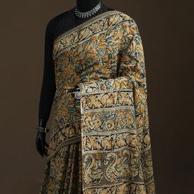 Pedana Hand Block Print Natural Dyed Cotton Kalamkari Saree 19