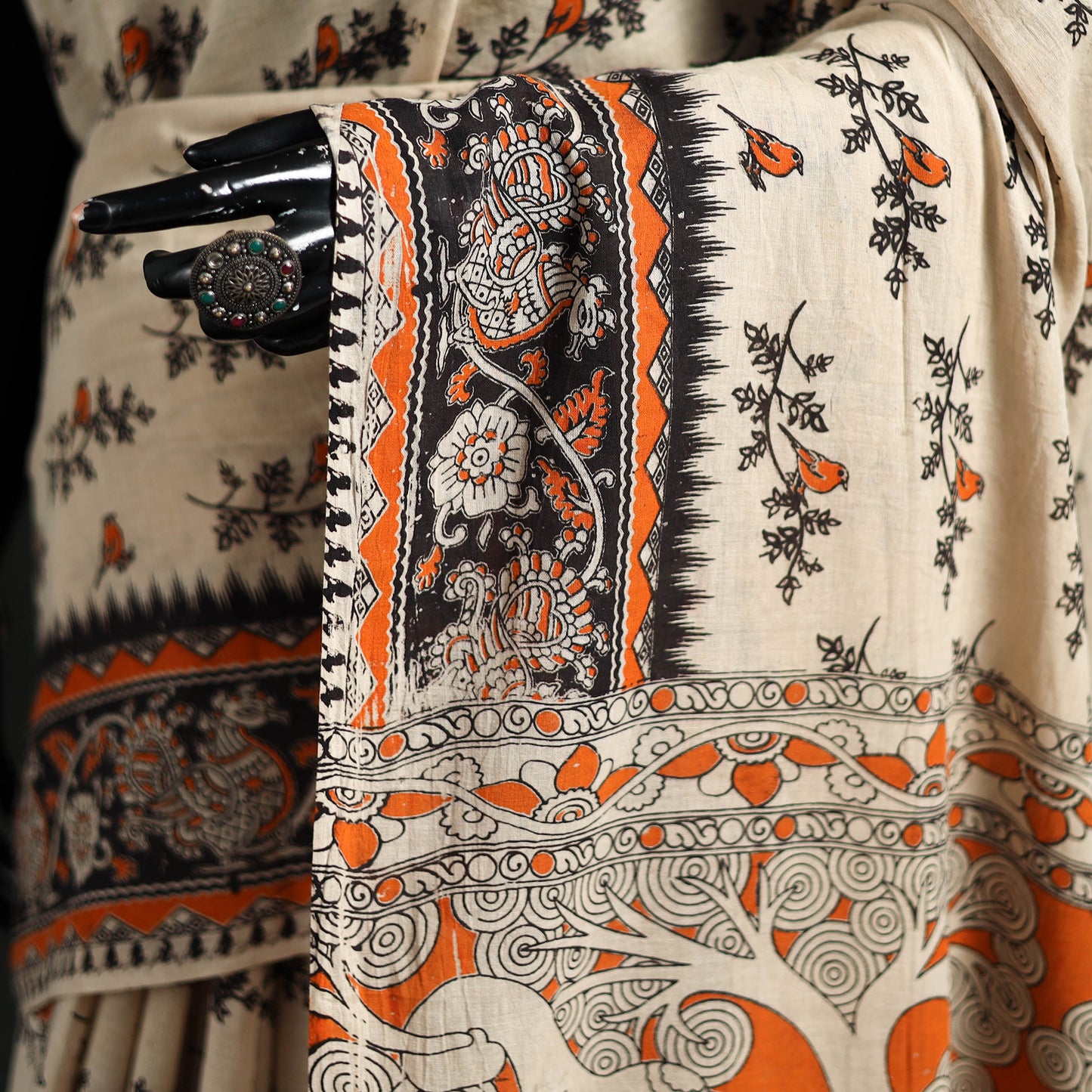Cotton Saree in Kalamkari Print 01