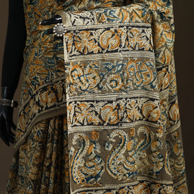 Pedana Hand Block Print Natural Dyed Cotton Kalamkari Saree 19