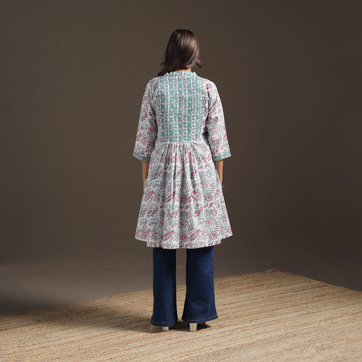 Sanganeri Floral Print Cotton A-Line Kurta for Women 01