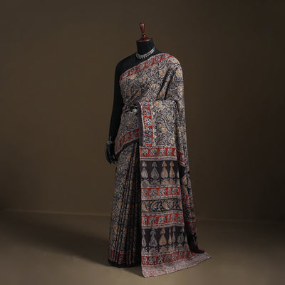 Pedana Hand Block Print Natural Dyed Cotton Kalamkari Saree 20