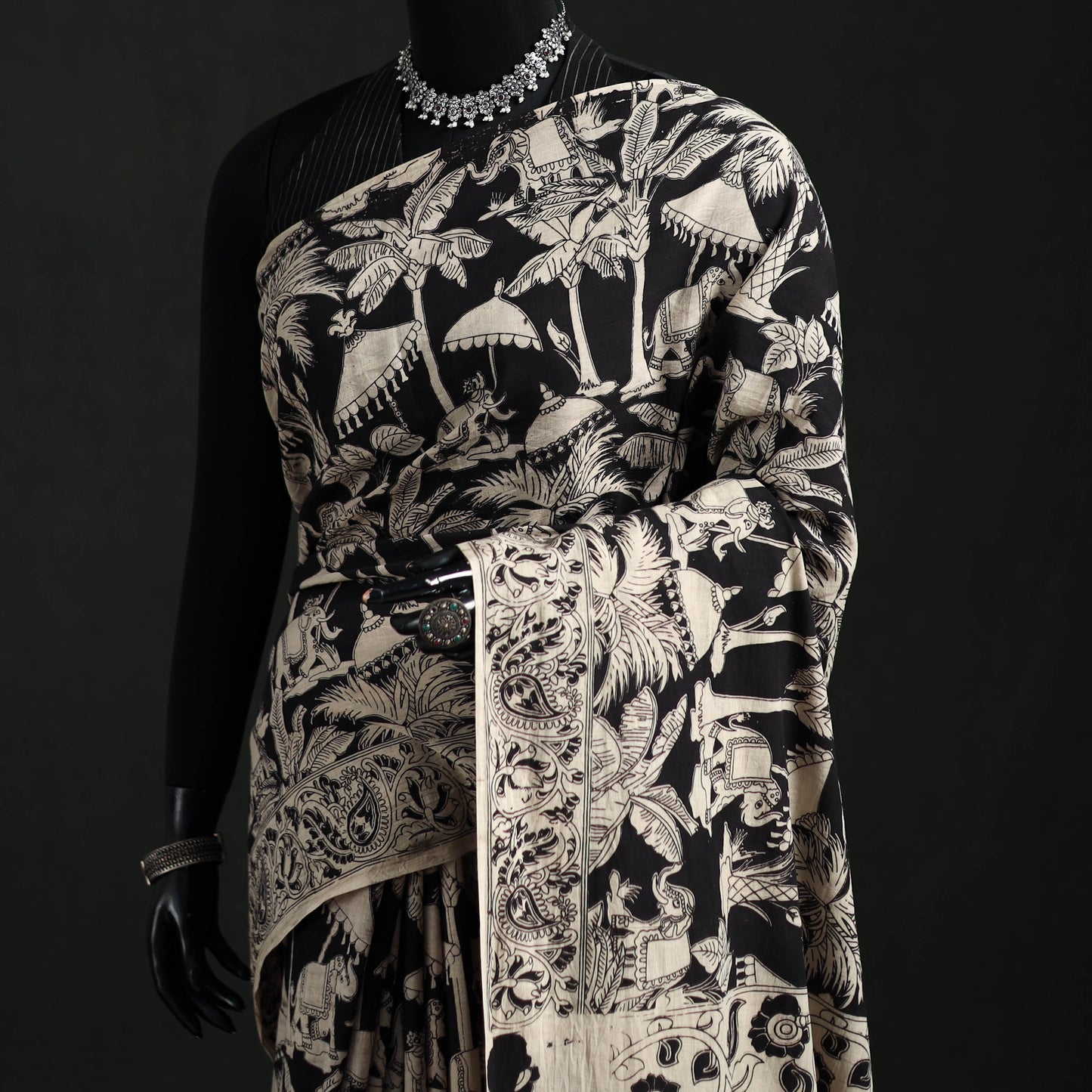 Cotton Saree in Kalamkari Print 02