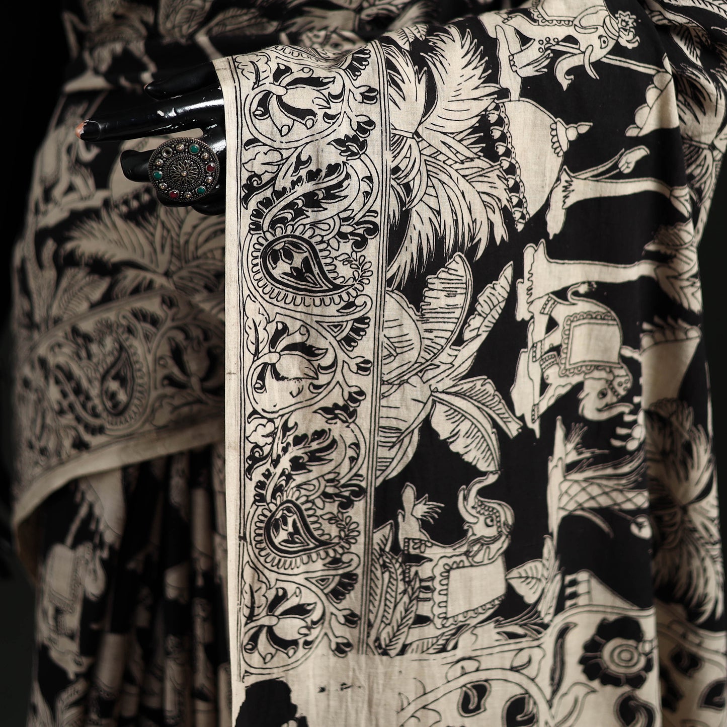 Cotton Saree in Kalamkari Print 02
