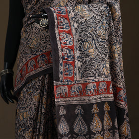 Pedana Hand Block Print Natural Dyed Cotton Kalamkari Saree 20