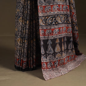 Pedana Hand Block Print Natural Dyed Cotton Kalamkari Saree 20