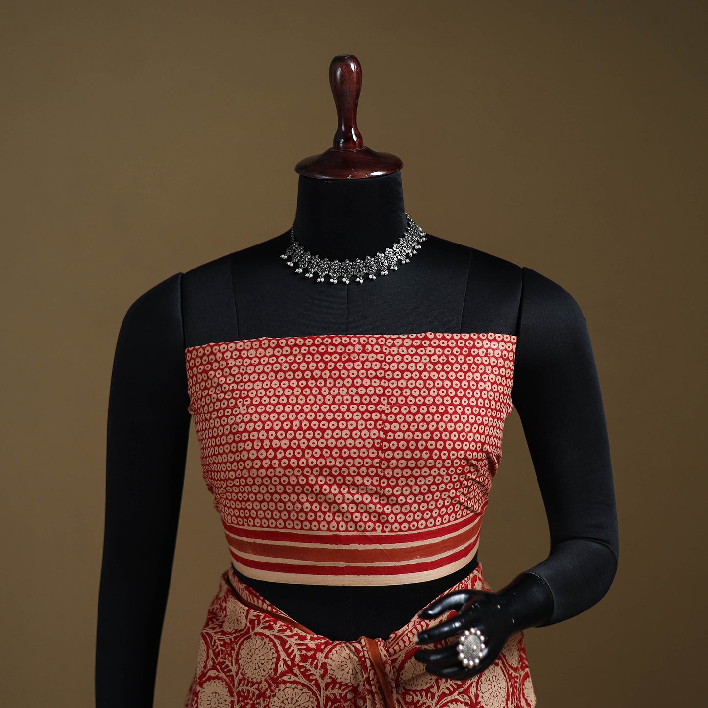 Red - Gamthi Hand Block Print Pure Mul Cotton Saree with Blouse Piece 57