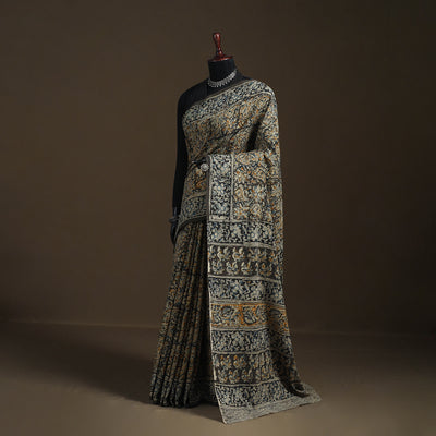 Pedana Hand Block Print Natural Dyed Cotton Kalamkari Saree 21