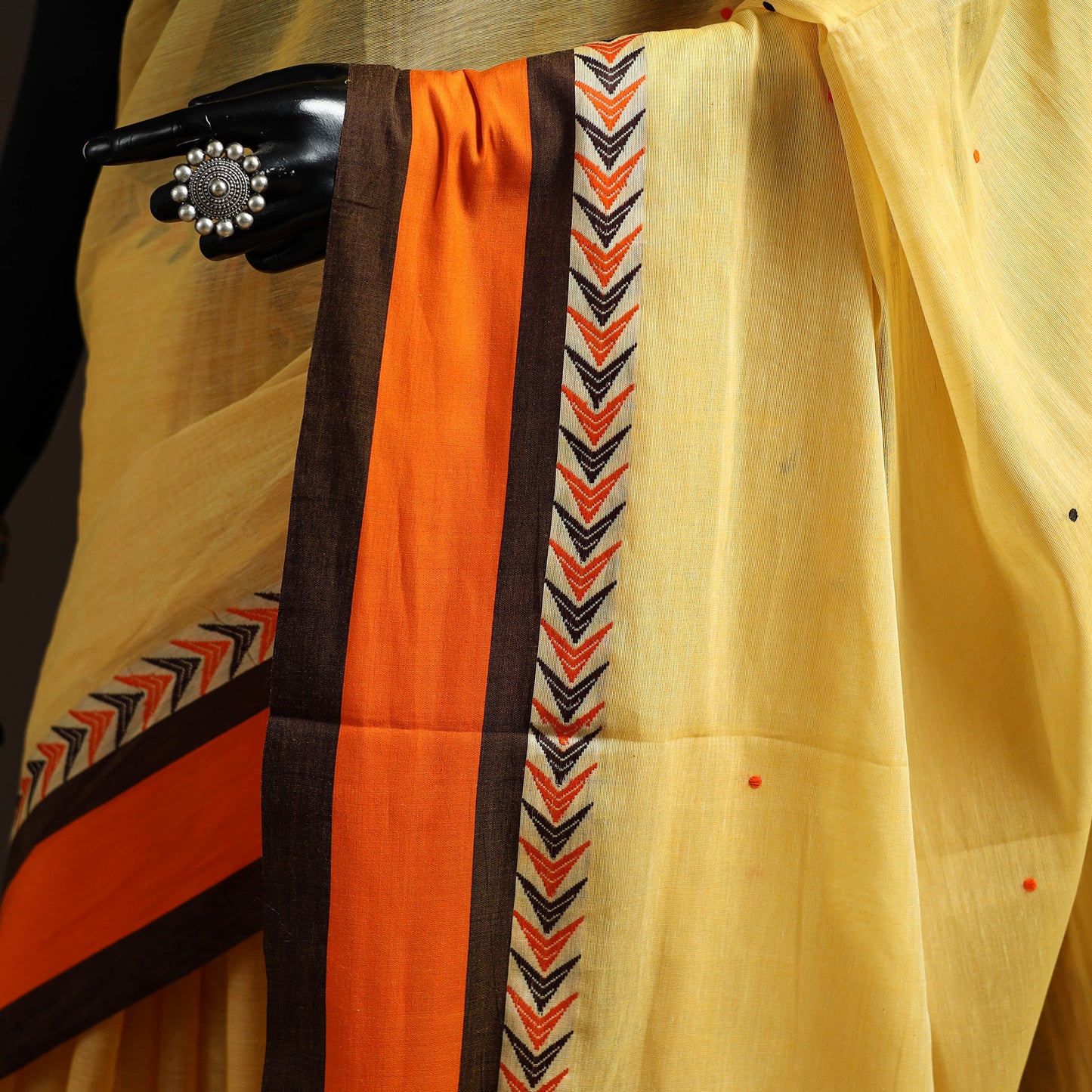 Yellow - Bengal Handwoven Cotton Begumpuri Saree 38