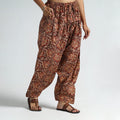 Brown - Kalamkari Block Printed Cotton Elasticated Salwar 14