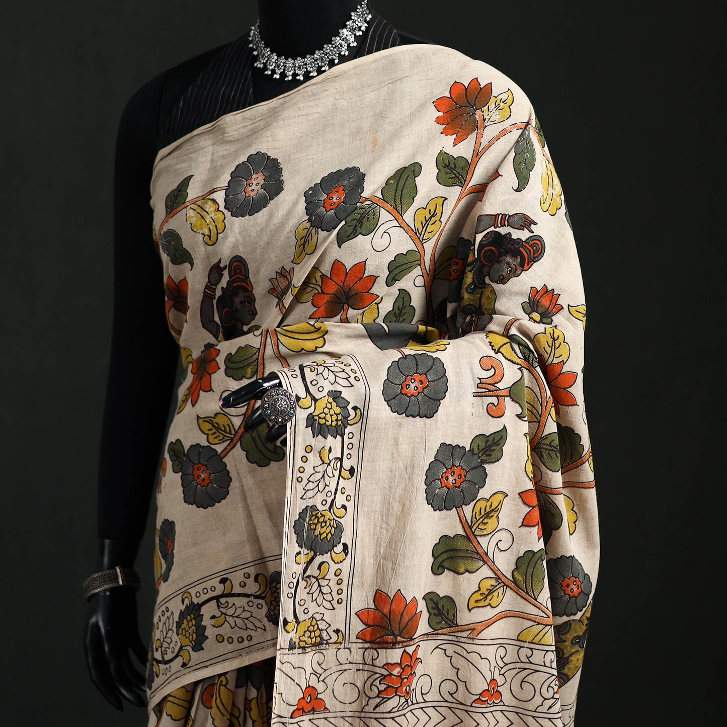 Cotton Saree in Kalamkari Print 03