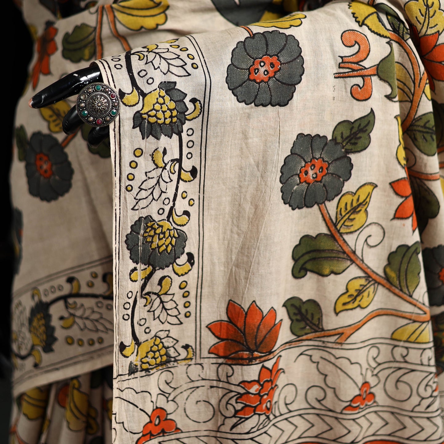 Cotton Saree in Kalamkari Print 03