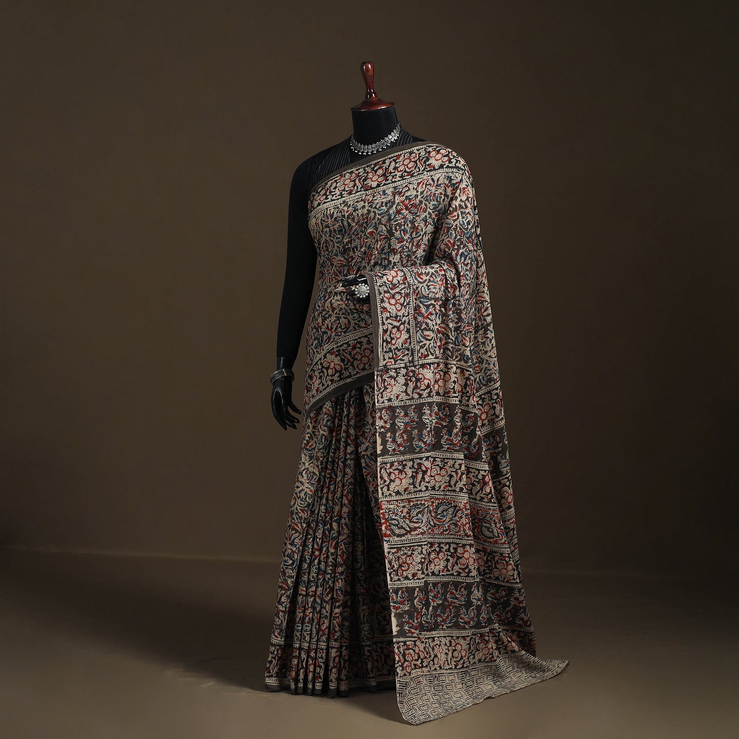Pedana Hand Block Print Natural Dyed Cotton Kalamkari Saree 22