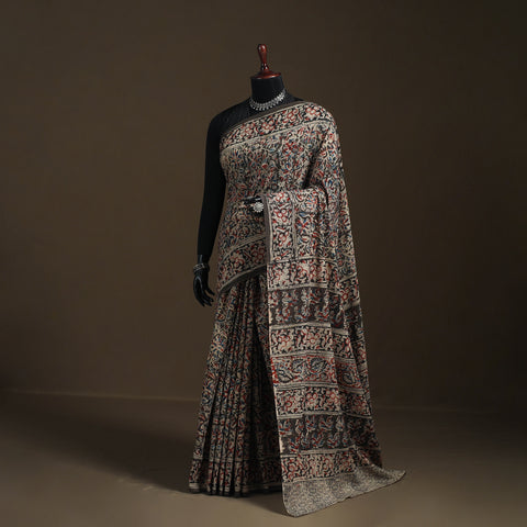 Pedana Hand Block Print Natural Dyed Cotton Kalamkari Saree 22