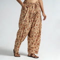 Beige - Pedana Kalamkari Block Printed Cotton Elasticated Salwar 25