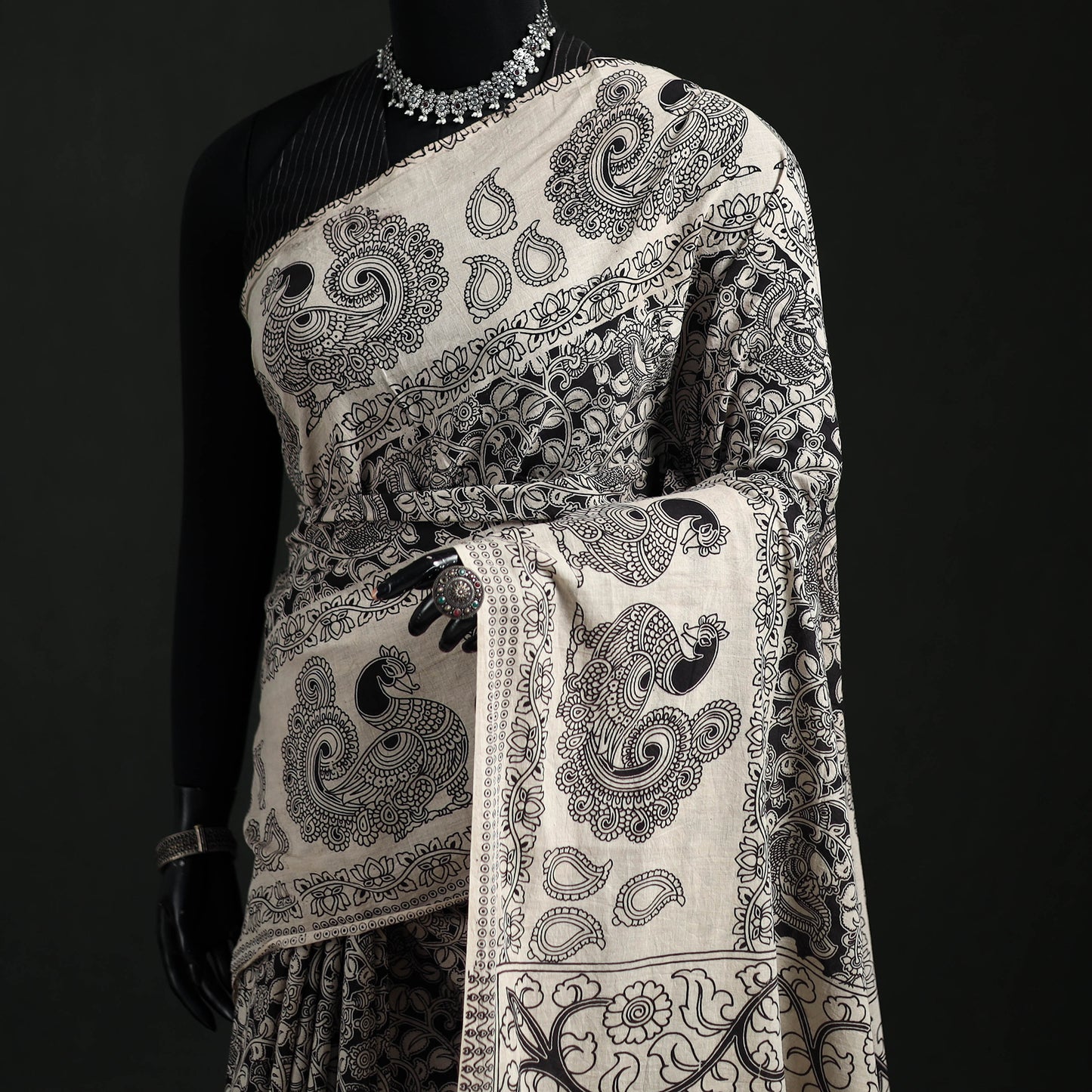 Cotton Saree in Kalamkari Print 04