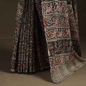 Pedana Hand Block Print Natural Dyed Cotton Kalamkari Saree 22