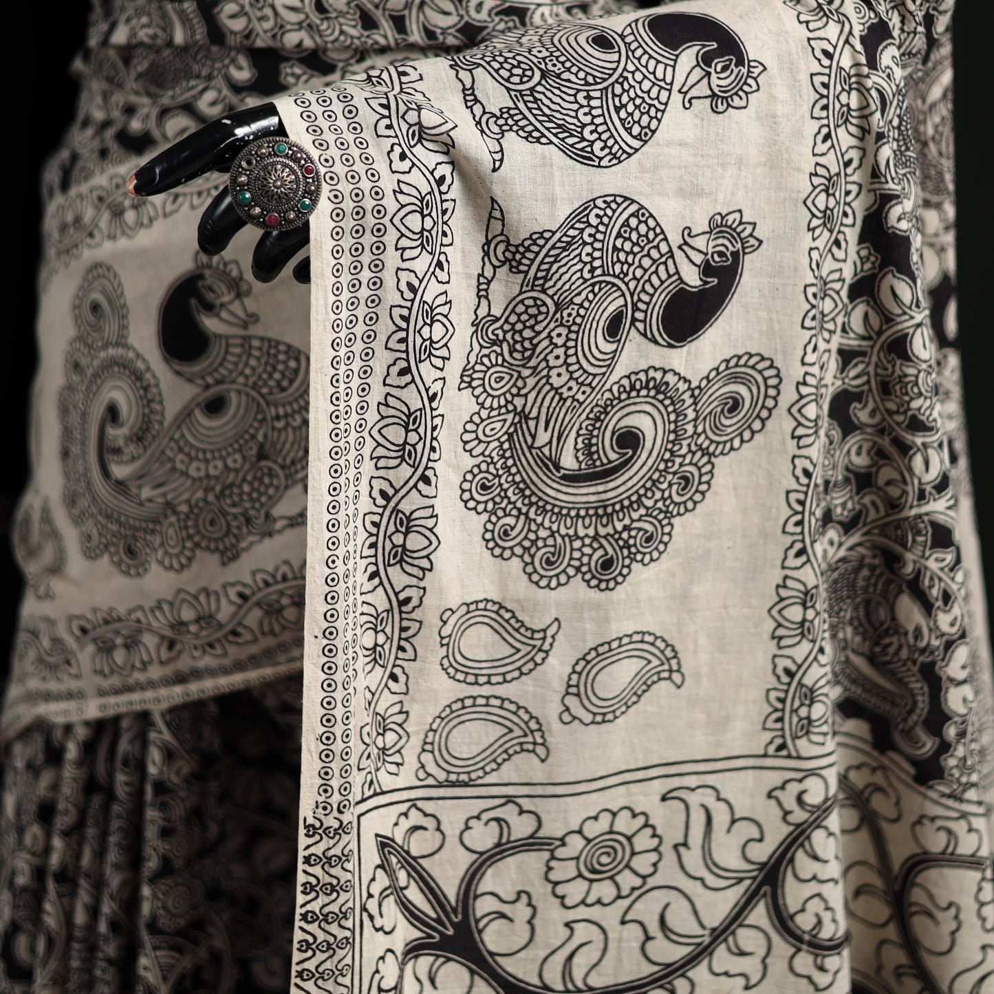 Cotton Saree in Kalamkari Print 04