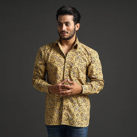 Buy Premium Pedana Kalamkari Block Printed Cotton Men Full Sleeve Shirt Online at iTokri.com