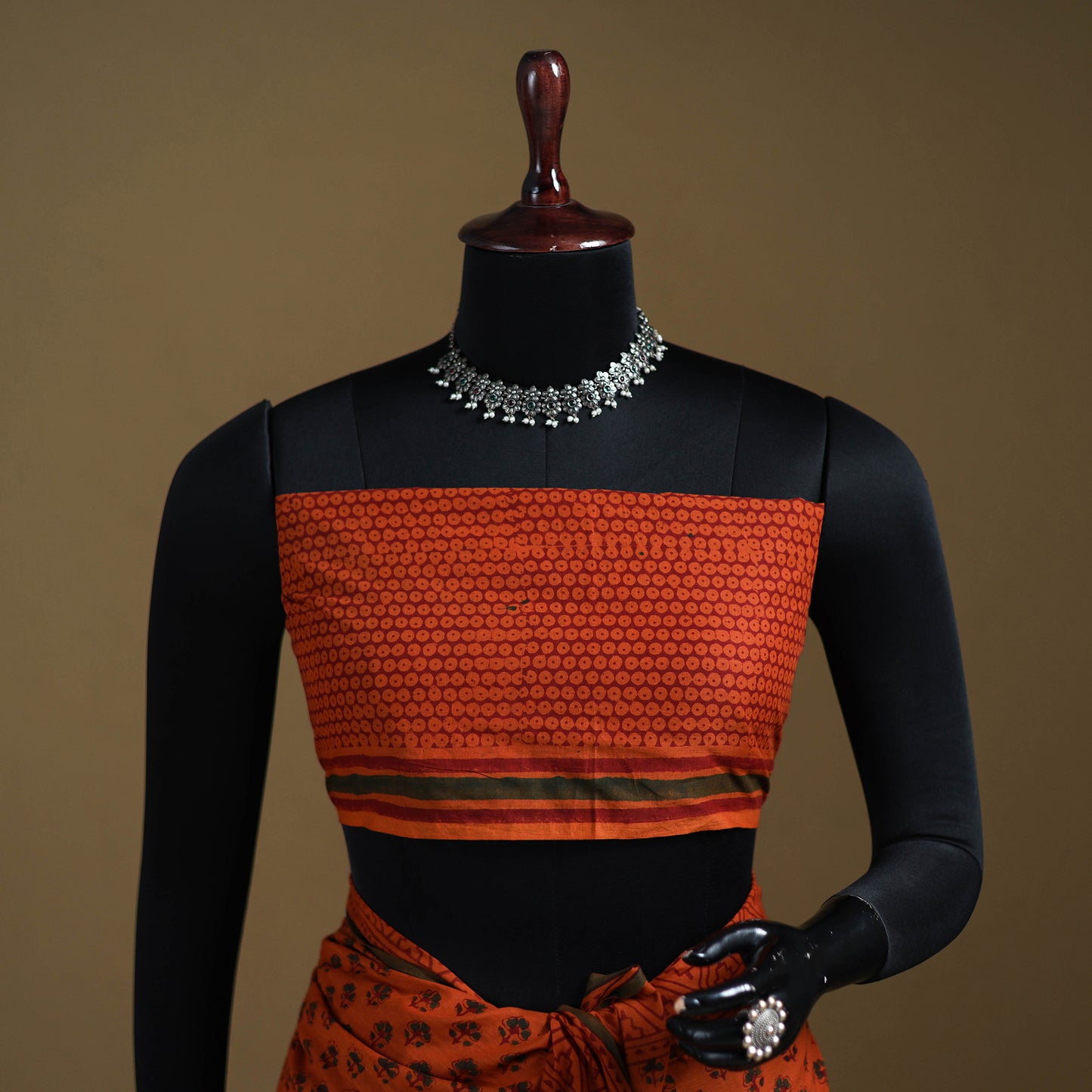 Orange - Gamthi Hand Block Print Pure Mul Cotton Saree with Blouse Piece 59
